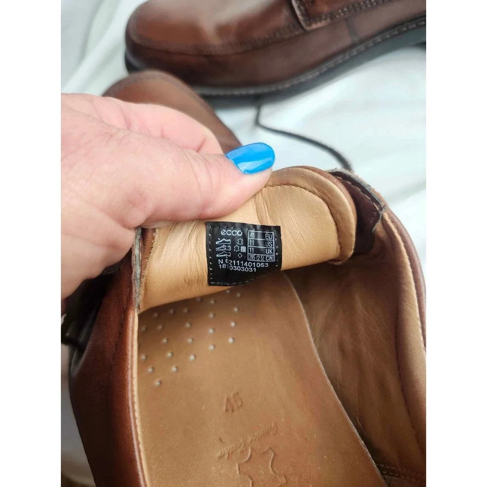 ECCO Mens Brown Leather Bicycle Toe Derby Shoes Size 11 US